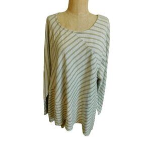 Soft Surroundings Size 1X Plus Size Striped Tunic Knit Long Sleeve Top